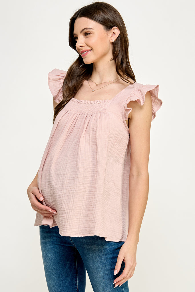 Blush Cotton Flowy Maternity Top