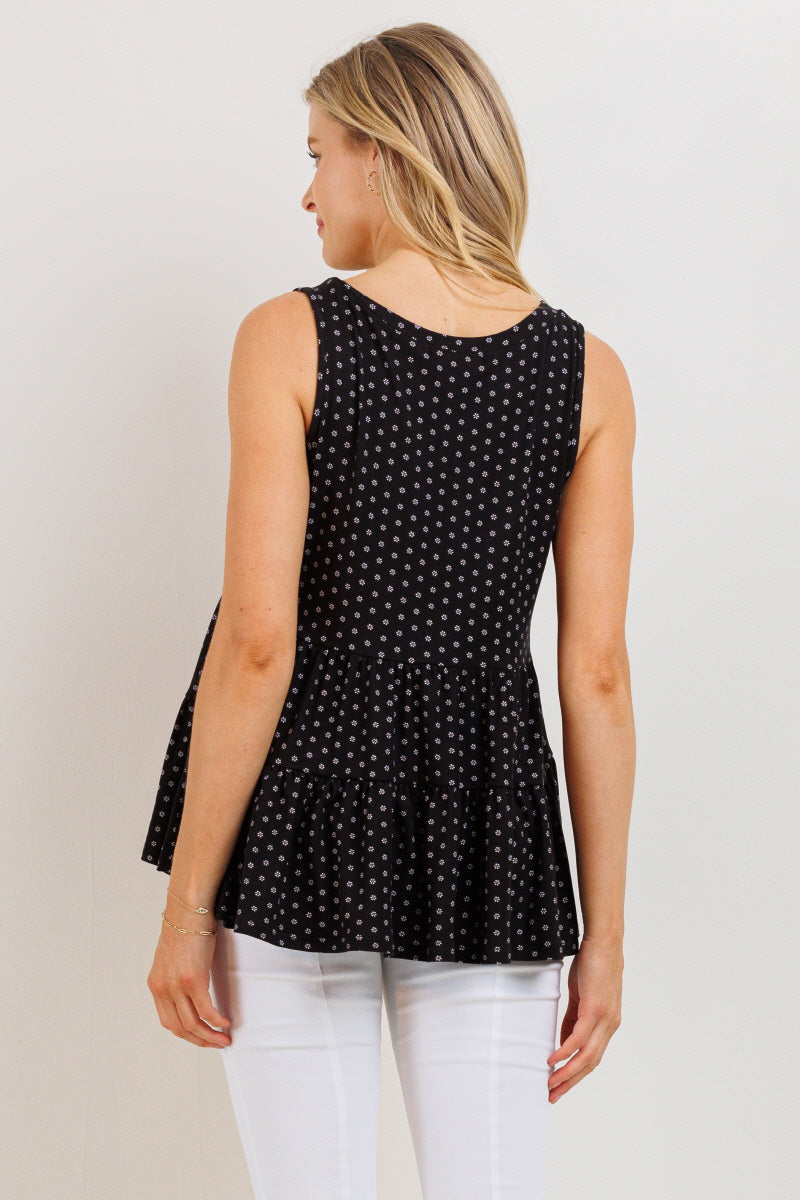 Black V-Neck Flowy Maternity Tank Top