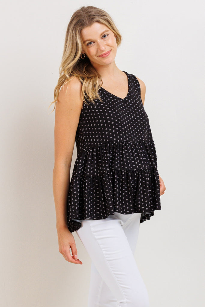 Black V-Neck Flowy Maternity Tank Top