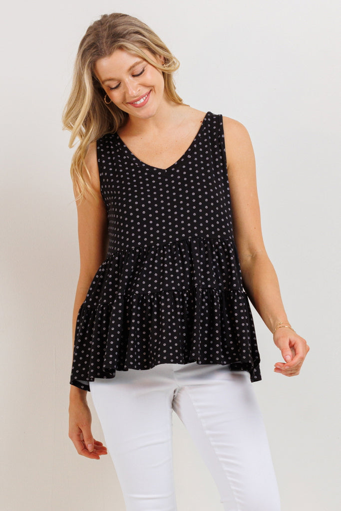 Black V-Neck Flowy Maternity Tank Top