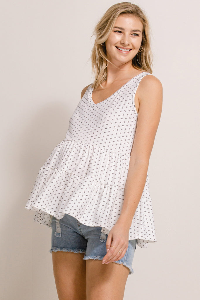 White V-Neck Flowy Maternity Tank Top