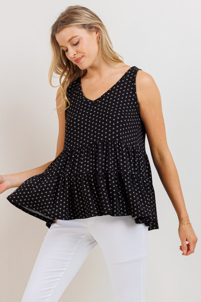 Black V-Neck Flowy Maternity Tank Top