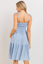 Chambray Smocking Tube Maternity Flare Dress