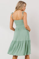 Sage Smocking Tube Maternity Flare Dress