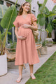 Pink Waist Tie Maternity/Nursing Wrap Dress