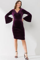 Eggplant V-Neck Bell Sleeve Maternity Dress *NURSING FRIENDLY*
