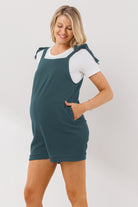 Sea Blue Tie Shoulder Sleeveless Maternity Romper