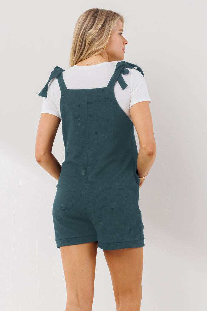 Sea Blue Tie Shoulder Sleeveless Maternity Romper