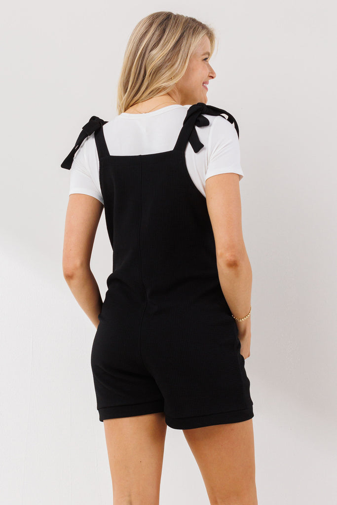 Black Tie Shoulder Sleeveless Maternity Romper