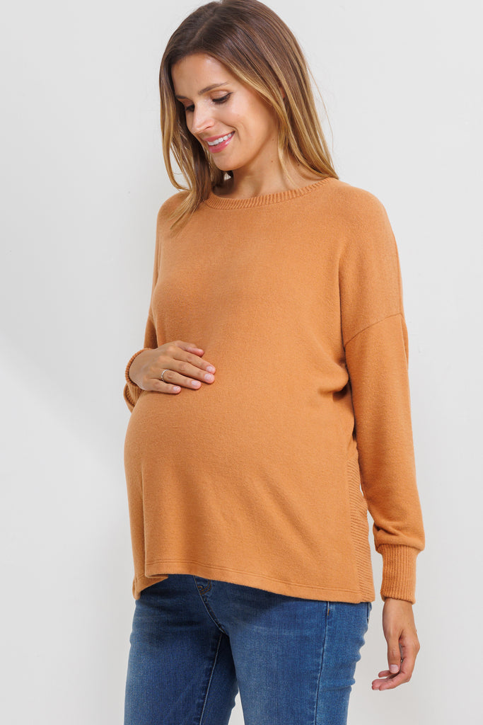 Rust Back Keyhole Maternity Sweatshirt