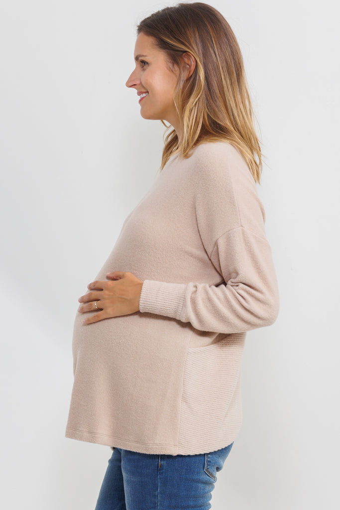 Cream Back Keyhole Maternity Sweatshirt