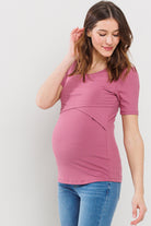 Dark Rose Ribbed Double Layered Bust Nursing Top