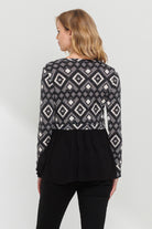 Black Knit Pattern Color Block Maternity Tunic