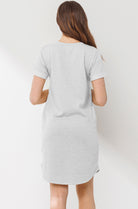 Heather Grey Crew Neck T-Shirt Maternity Dress with Pockets Back