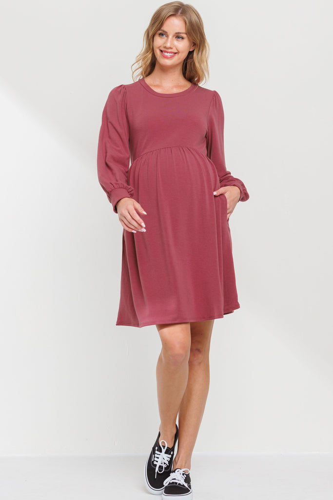 Berrice Round Neck Maternity Skater Dress With Pockets