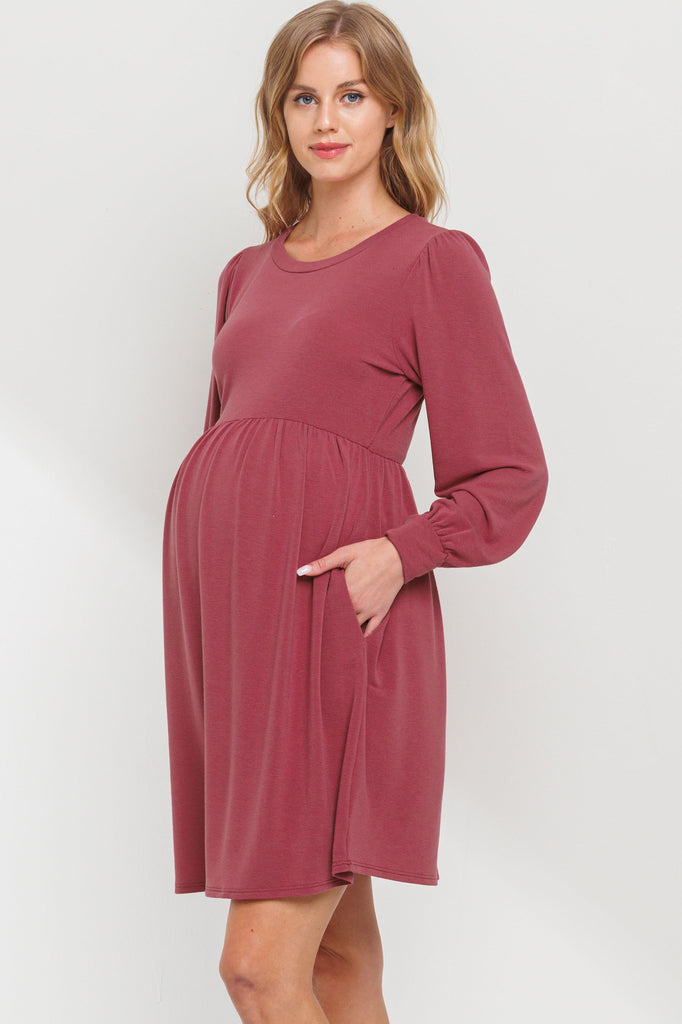 Berrice Round Neck Maternity Skater Dress With Pockets