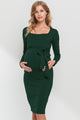Square Neck Side Tie Maternity Dress