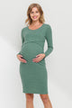 Mint Double Layer Long Sleeve Nursing/Maternity Dress