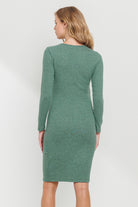 Mint Double Layer Long Sleeve Nursing/Maternity Dress