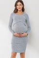 Heather Grey Double Layer Long Sleeve Nursing/Maternity Dress