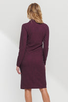 Plum Front Ruched Button Detail Maternity Dress