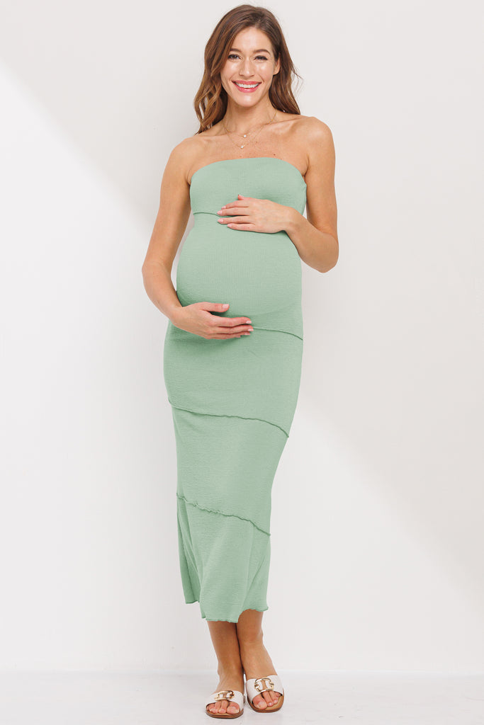 Sage Tube Maternity Maxi Dress