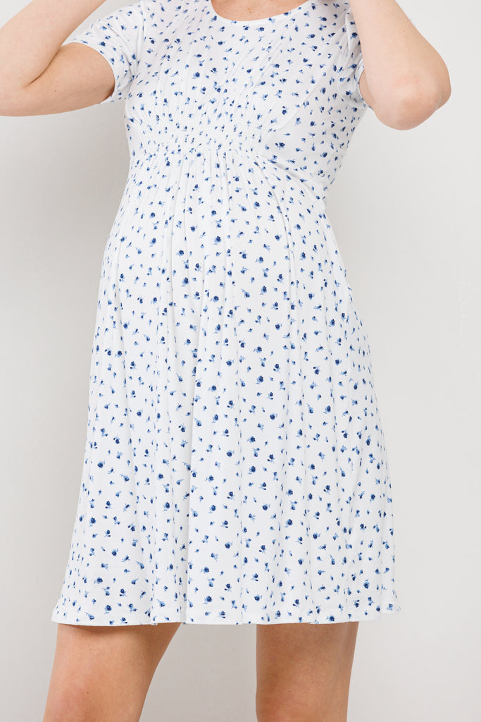 Ivory Floral Gingham Maternity Dress