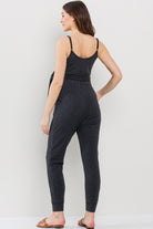 Charcoal Sleeveless Belted Maternity Jumpsuit
