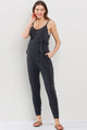 Charcoal Sleeveless Belted Maternity Jumpsuit