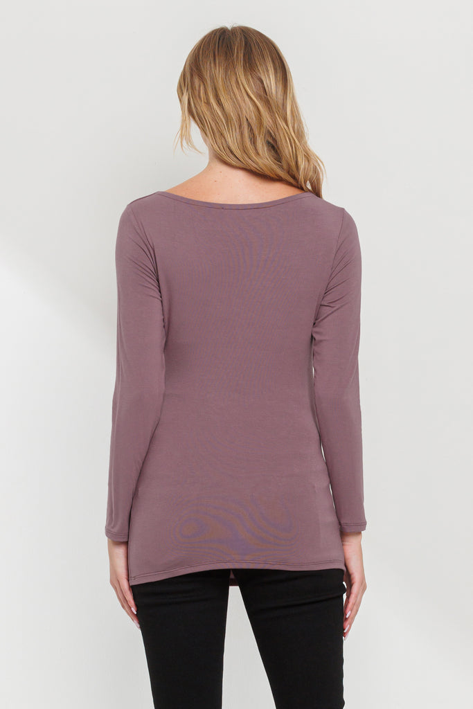 Mauve Heavy Modal Boat Neck Maternity Tunic