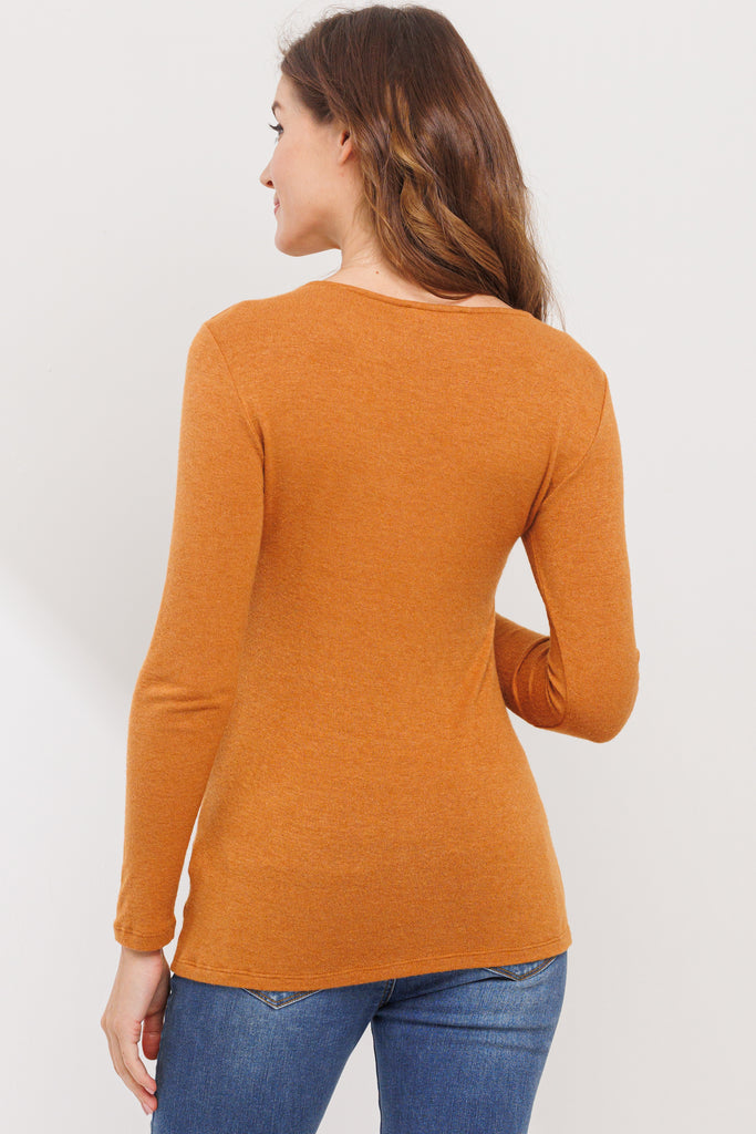 Rust Twist Front V-Neck Maternity Top