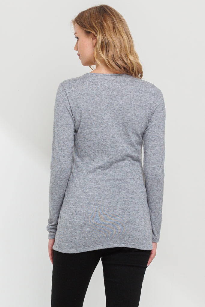 Heather Grey Twist Front V-Neck Maternity Top