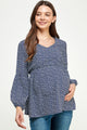 Navy Bishop Sleeve Empire Waist Maternity Top