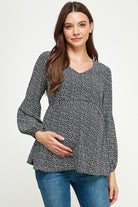Black Bishop Sleeve Empire Waist Maternity Top