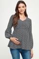 Black Bishop Sleeve Empire Waist Maternity Top