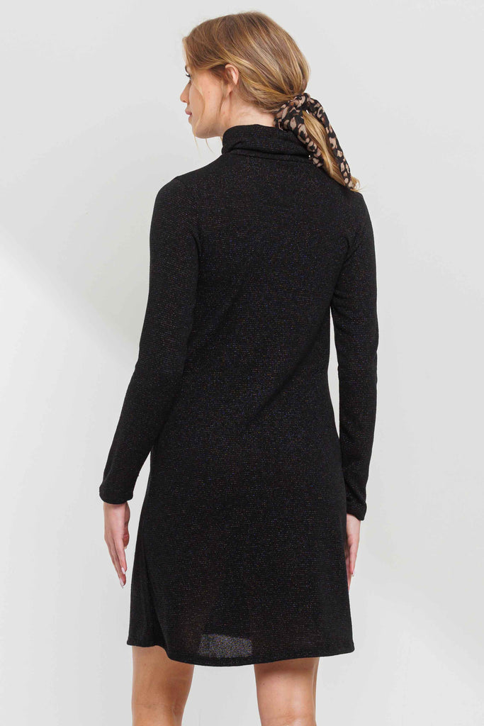 Black Turtle Neck Shimmer Maternity Dress