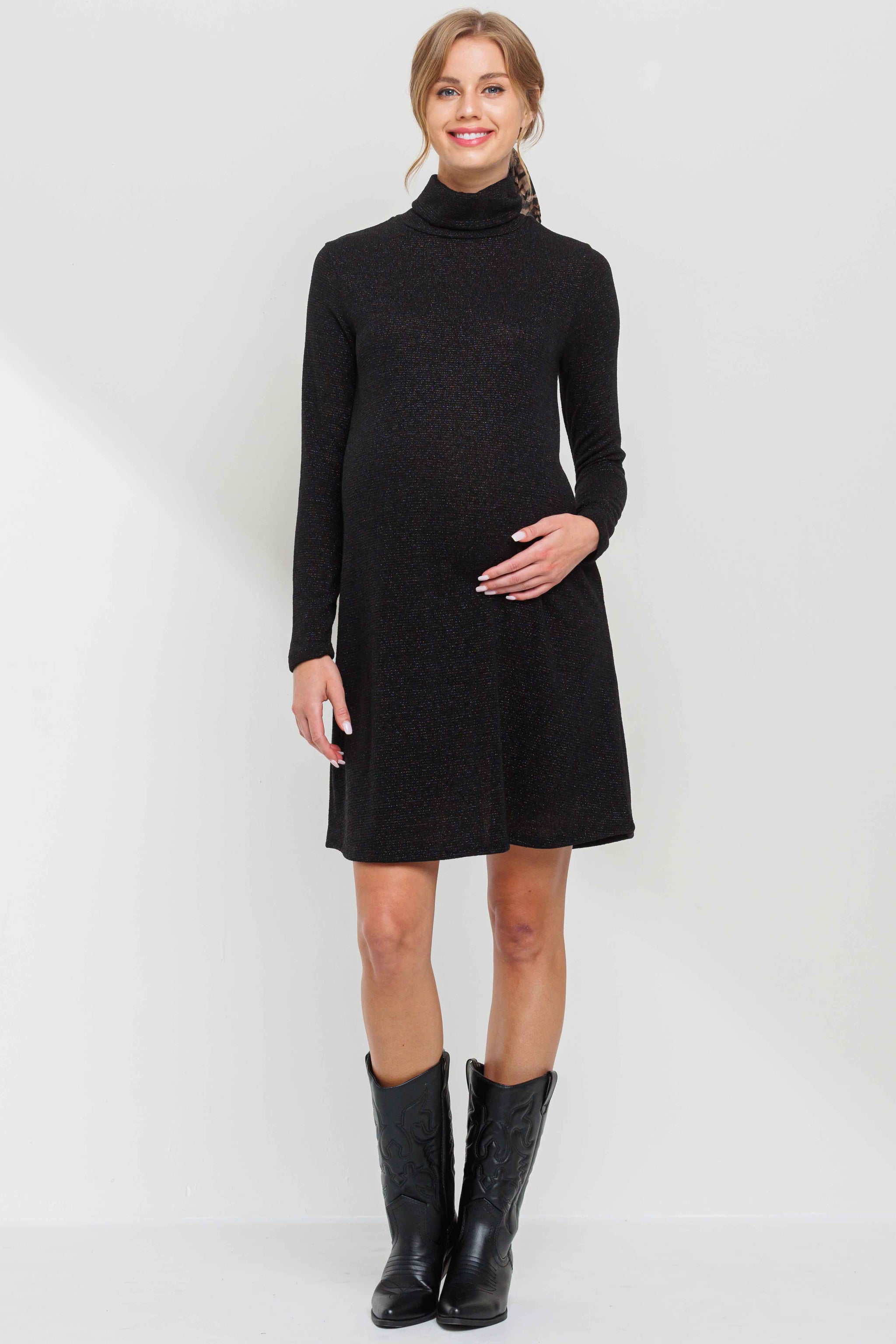 Turtle Neck Shimmer Maternity Dress – HELLO MIZ