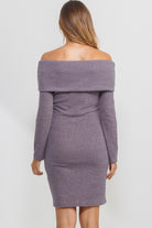 Mauve Off Shoulder Sequin-Glitter Maternity Dress