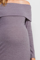 Mauve Off Shoulder Sequin-Glitter Maternity Dress