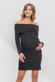Black Off Shoulder Sequin-Glitter Maternity Dress