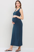 Teal Tank Round Neck Maternity Maxi Dress