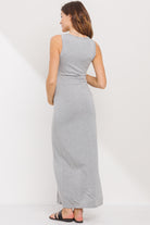 Heather Grey Tank Round Neck Maternity Maxi Dress