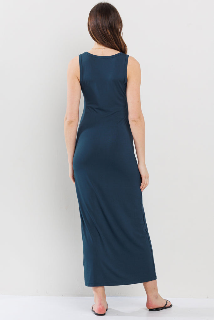 Teal Tank Round Neck Maternity Maxi Dress