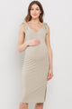 Oatmeal Sleeveless Shoulder Tie Nursing Dress
