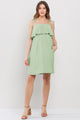 Sage Double Layer Ruffle Adjustable Strap Maternity Mini Dress