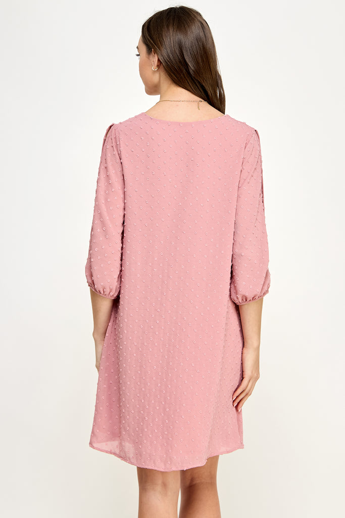 Mauve Cold Shoulder Swiss Dot Maternity Tunic Dress