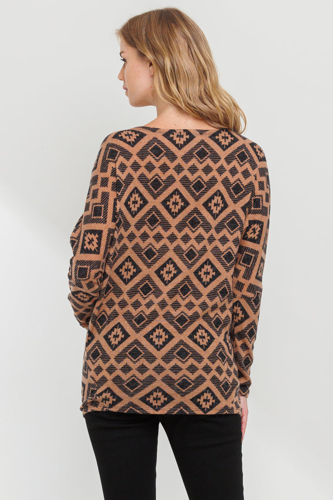 Brown Dolman Sleeve Rib Knit Maternity Top