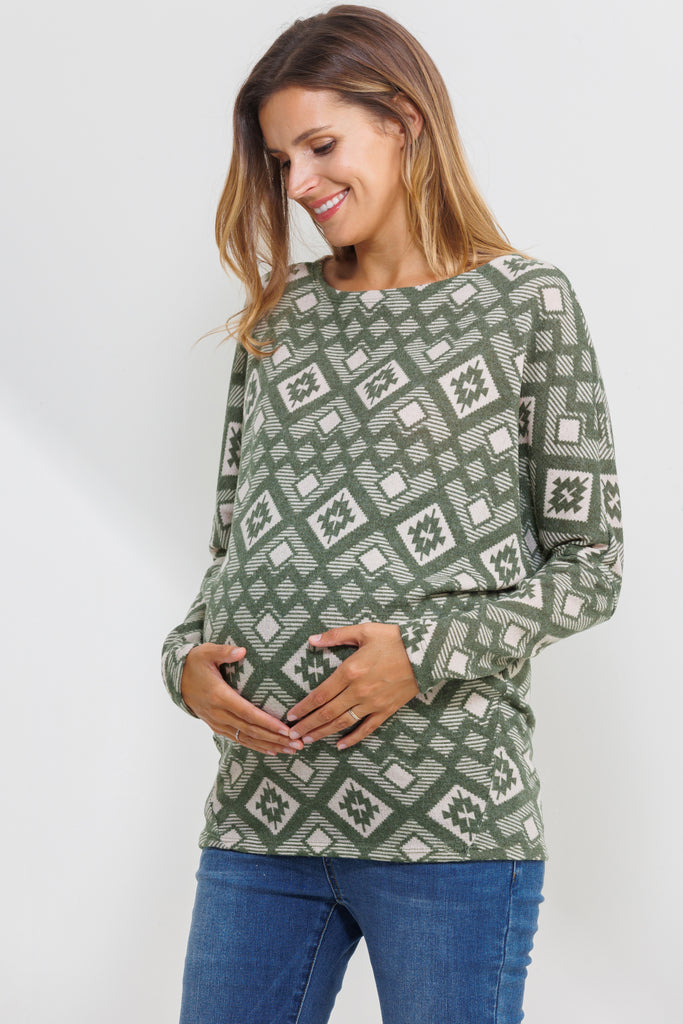 Sage Dolman Sleeve Rib Knit Maternity Top
