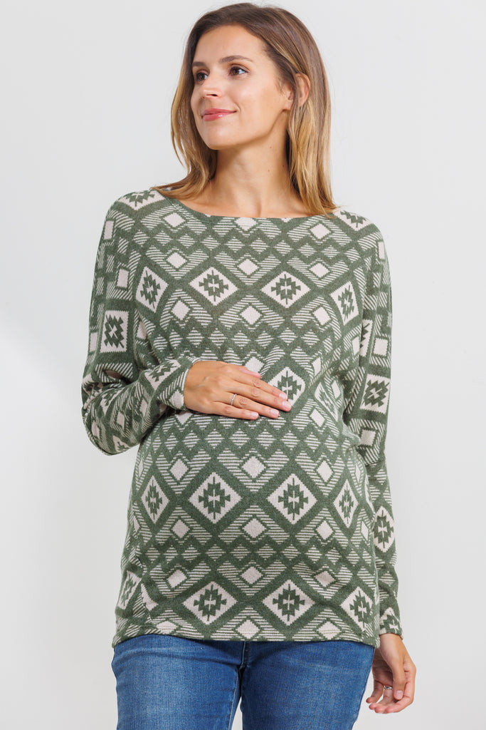 Sage Dolman Sleeve Rib Knit Maternity Top