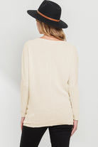 Oatmeal Rib Knit Boat Neck Dropped Shoulder Long Sleeve Maternity Top